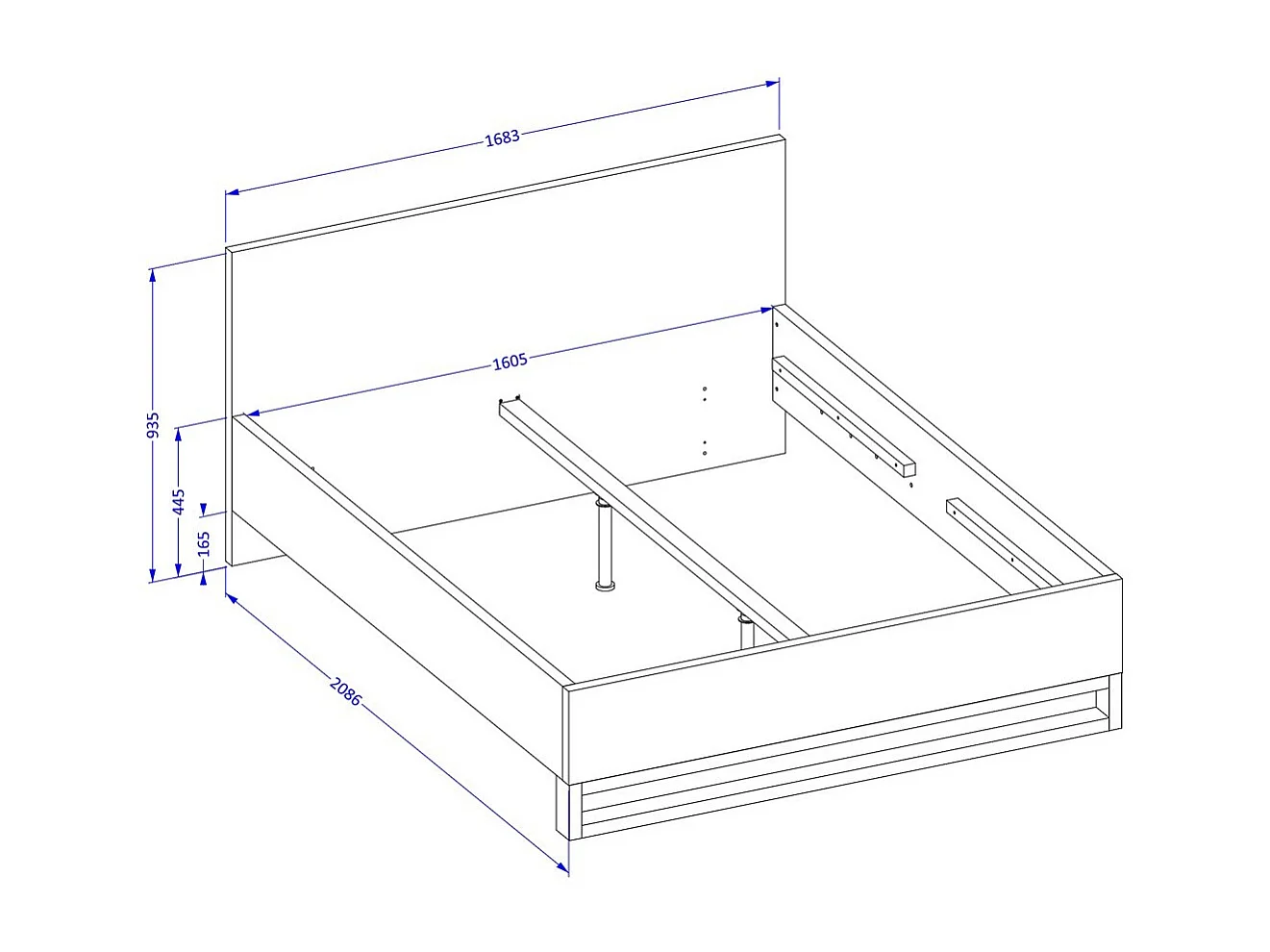 Lit coffre 160x200 style industriel - Collection MILOS. Coloris chêne brut et noir.