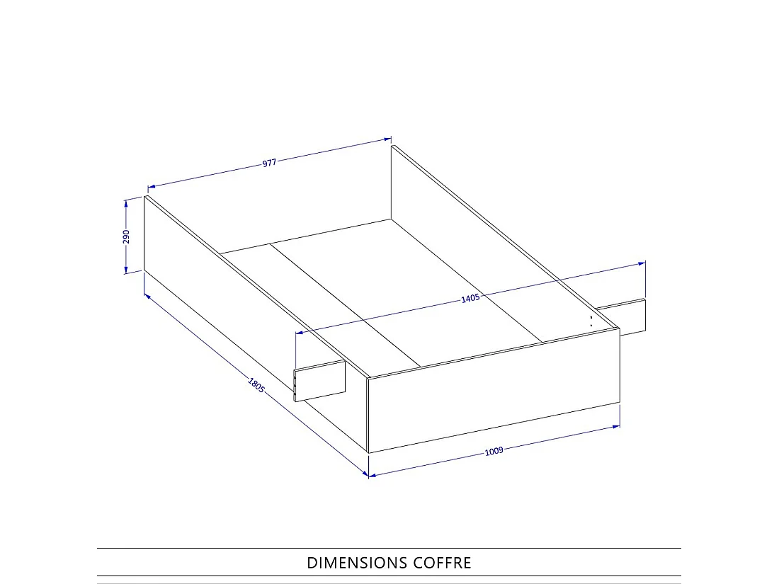 Lit coffre 160x200 style industriel - Collection MILOS. Coloris chêne brut et noir.