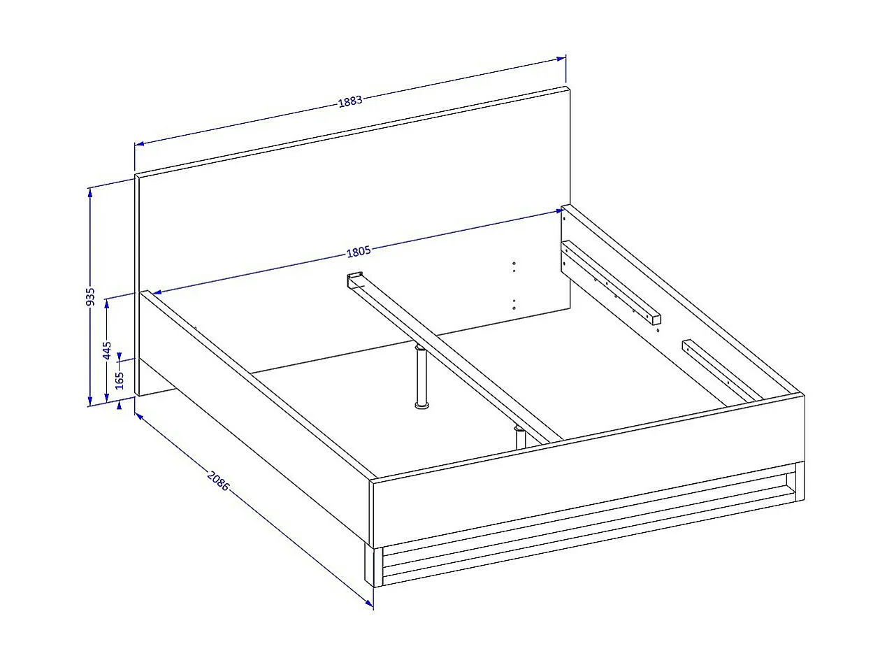 Lit coffre 180x200 style industriel - Collection MILOS. Coloris chêne brut et noir.