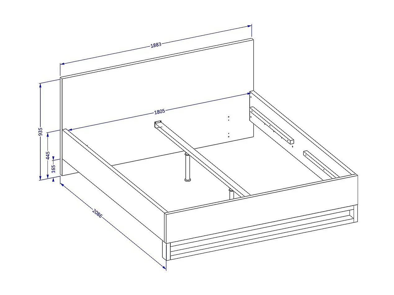 Lit coffre 180x200 style industriel - Collection MILOS. Coloris chêne brut et noir.