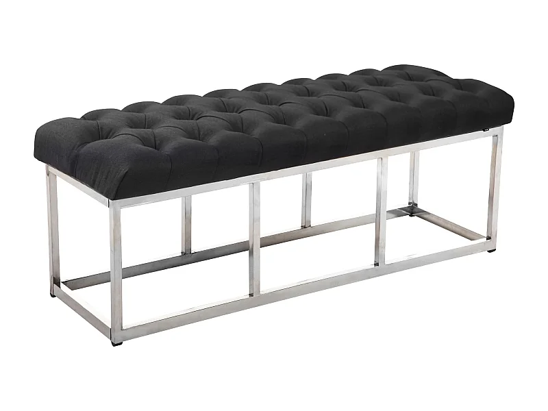 Banquette - Tissu & Acier inoxydable - Gris foncé - Amun