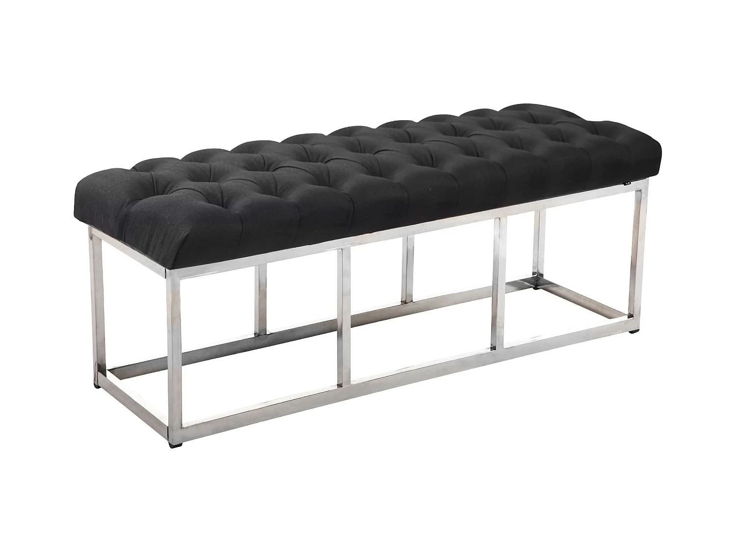 Banquette - Tissu & Acier inoxydable - Gris foncé - Amun
