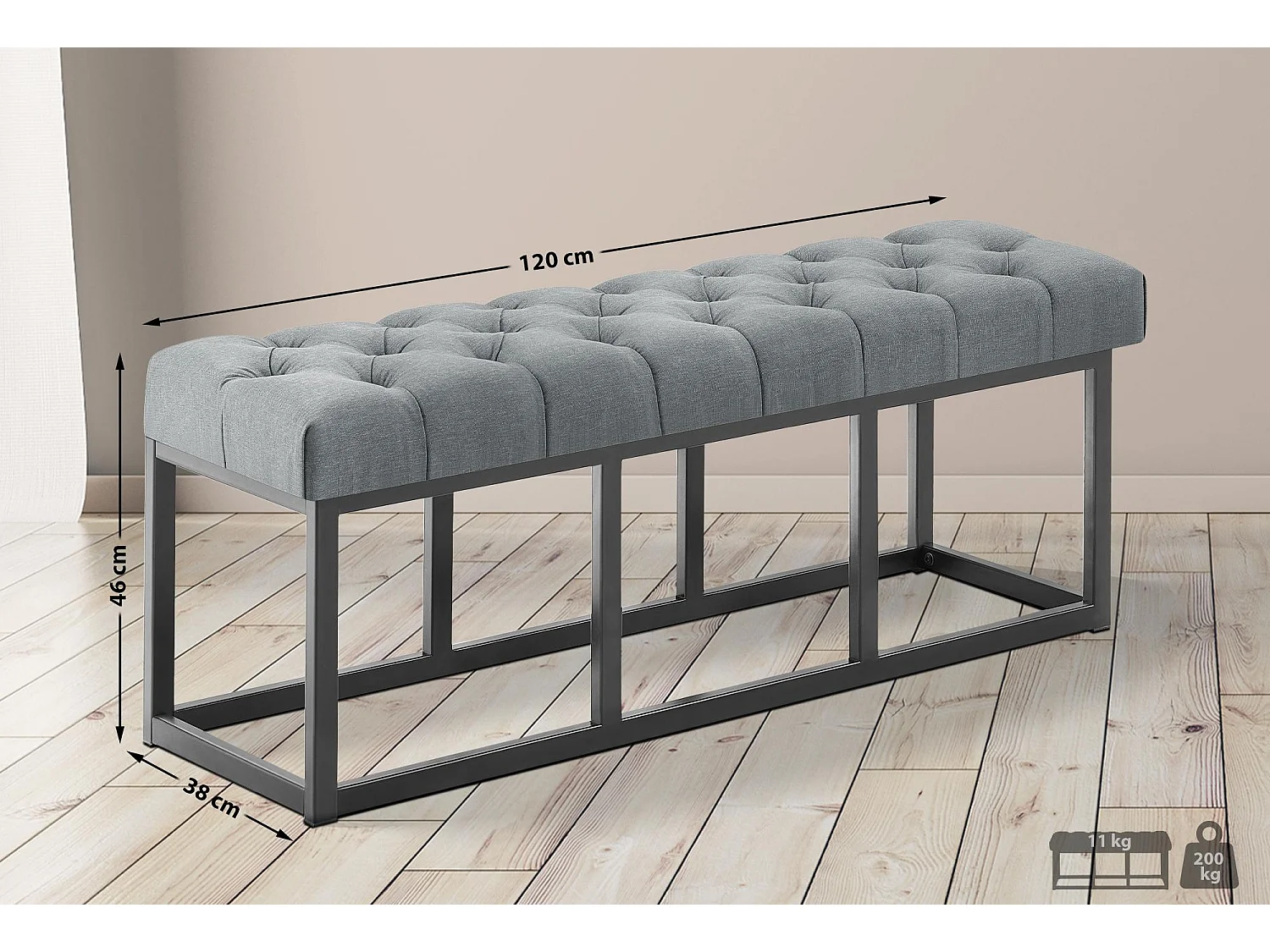 Banquette - Tissu - Gris foncé - Amun