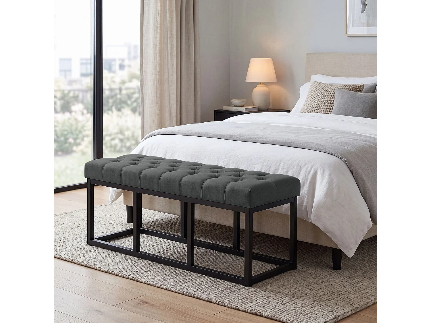 Banquette - Tissu - Gris foncé - Amun