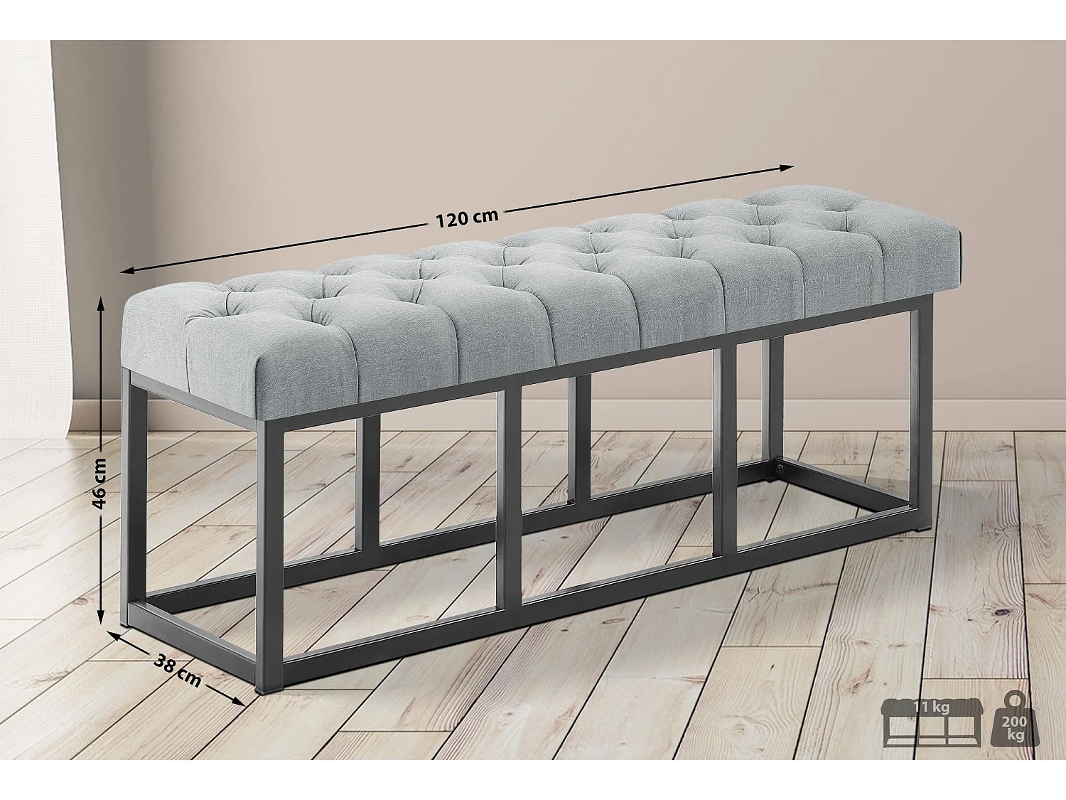 Banquette - Tissu - Gris - Amun