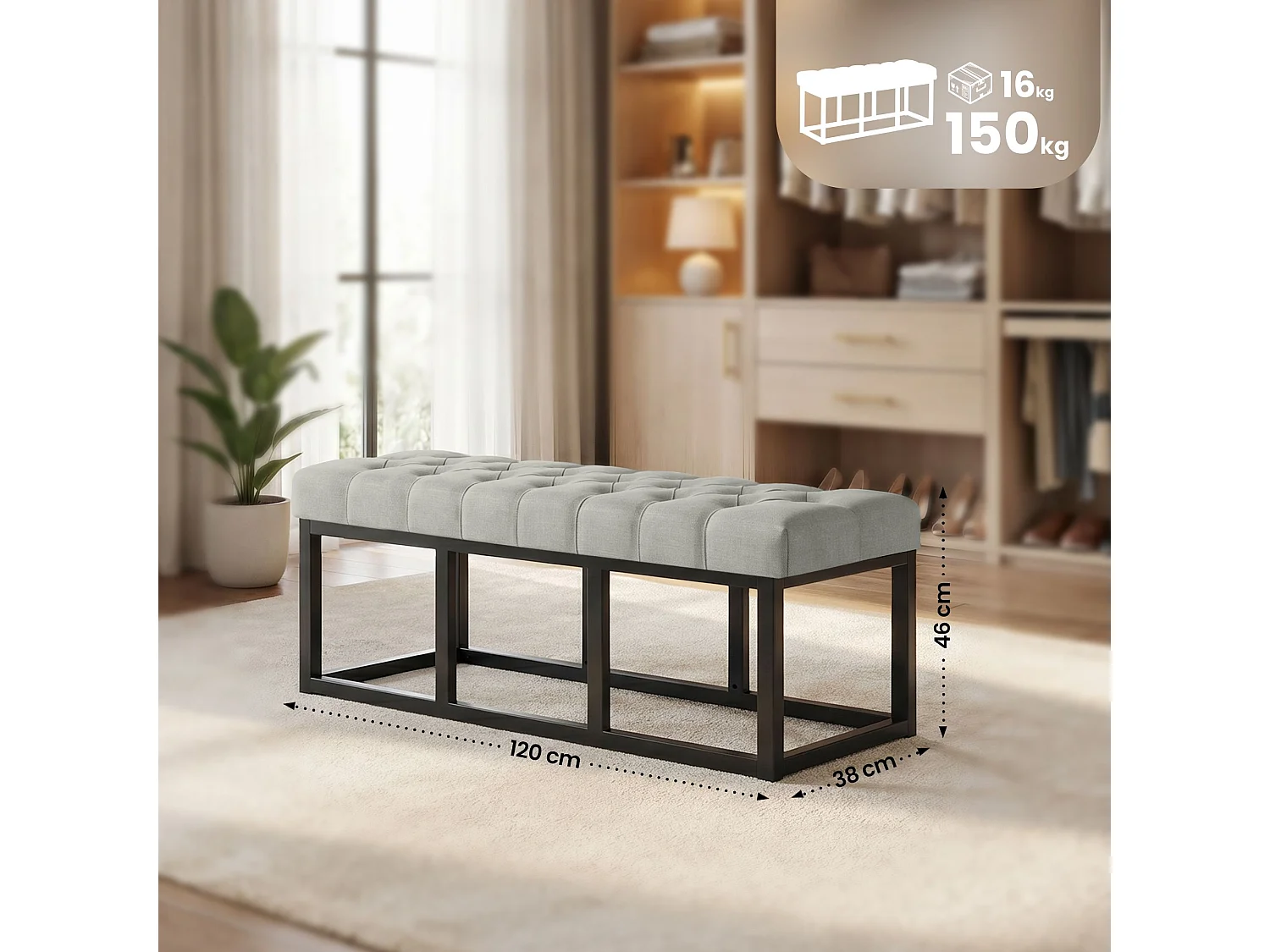 Banquette - Tissu - Gris - Amun