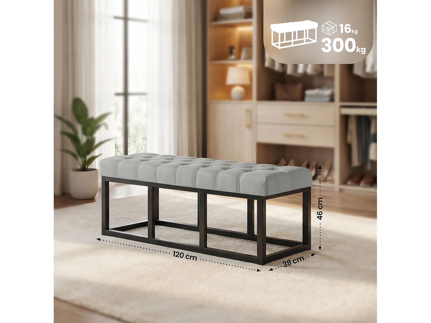 Banquette - Tissu - Gris - Amun