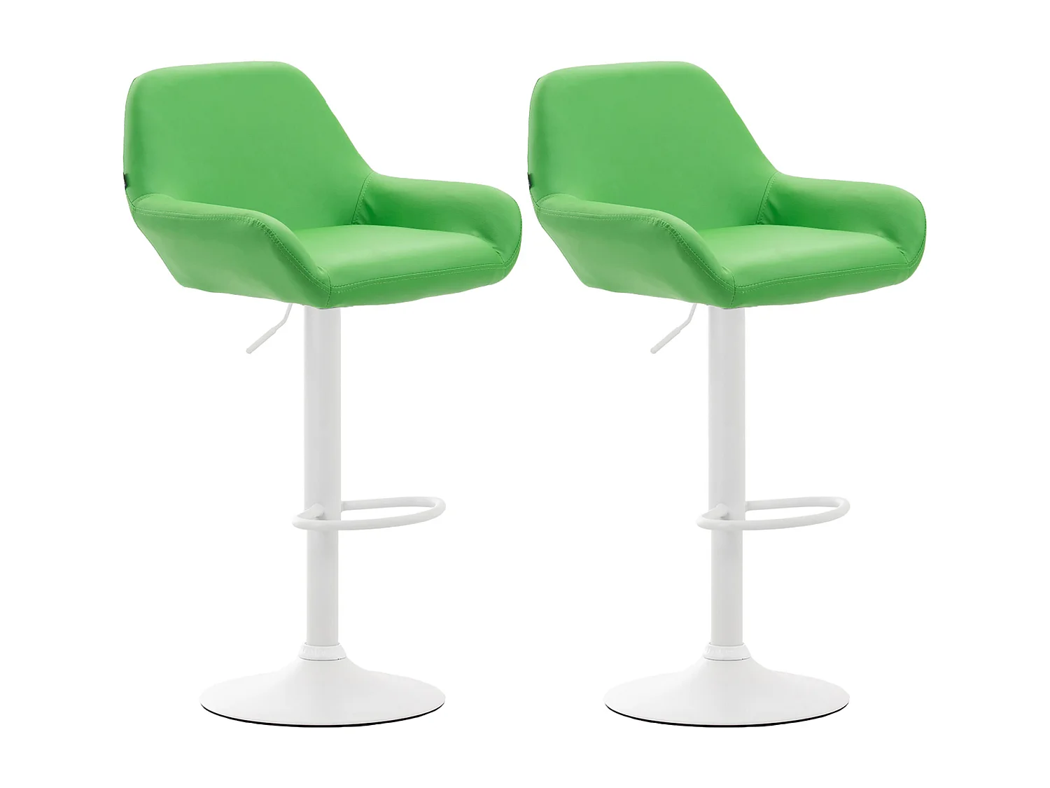 Lot de 2  Tabouret de bar - Similicuir (PVC) & Métal noir mat - Vert - Braga