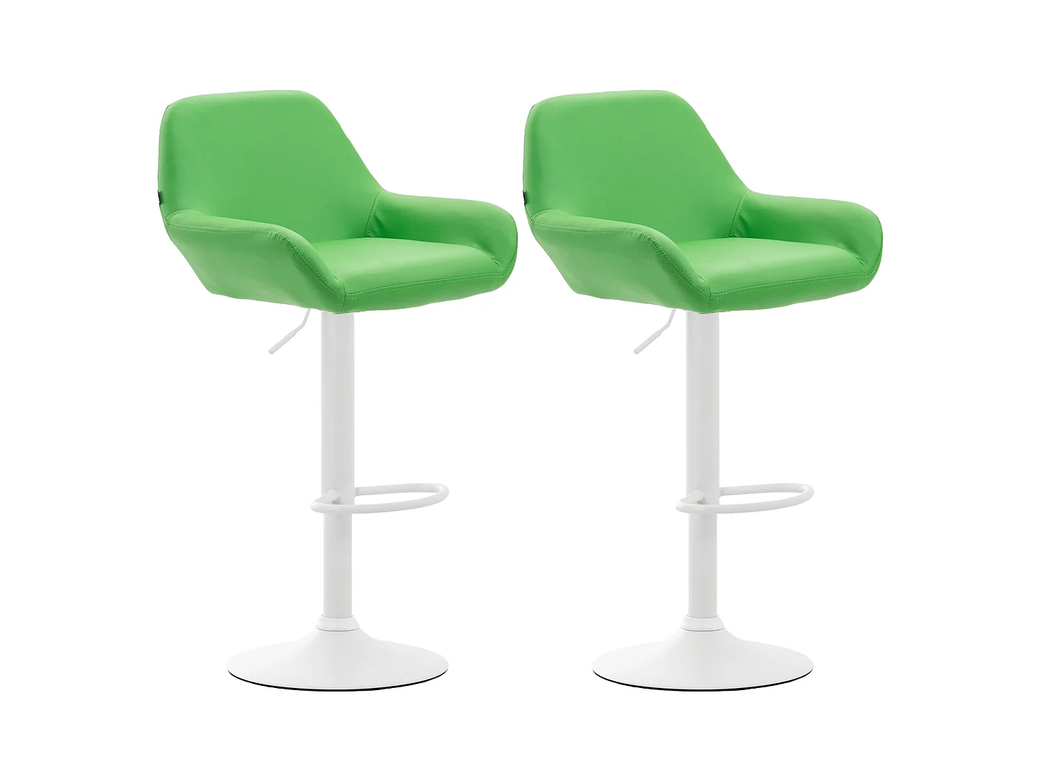 Lot de 2  Tabouret de bar - Similicuir (PVC) & Métal noir mat - Vert - Braga