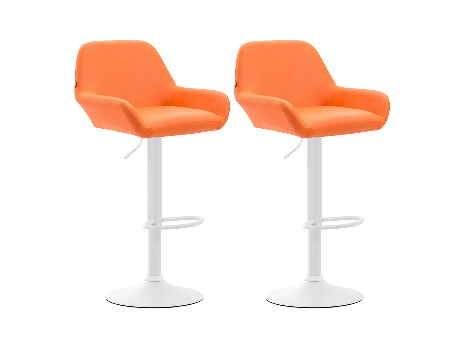 Lot de 2  Tabouret de bar - Similicuir (PVC) & Blanc - Orange - Braga
