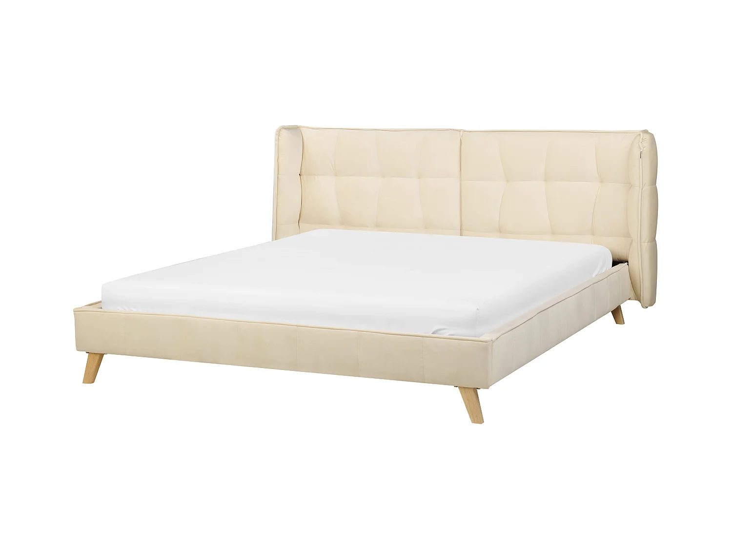 Lit avec sommier Velours SENLIS 160 x 200 cm Beige