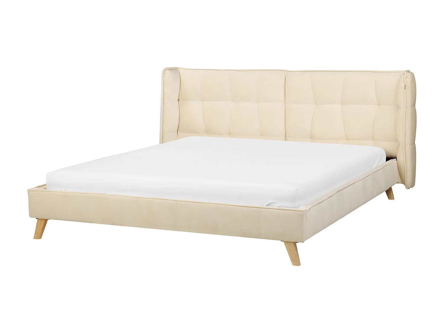 Lit avec sommier Velours SENLIS 160 x 200 cm Beige