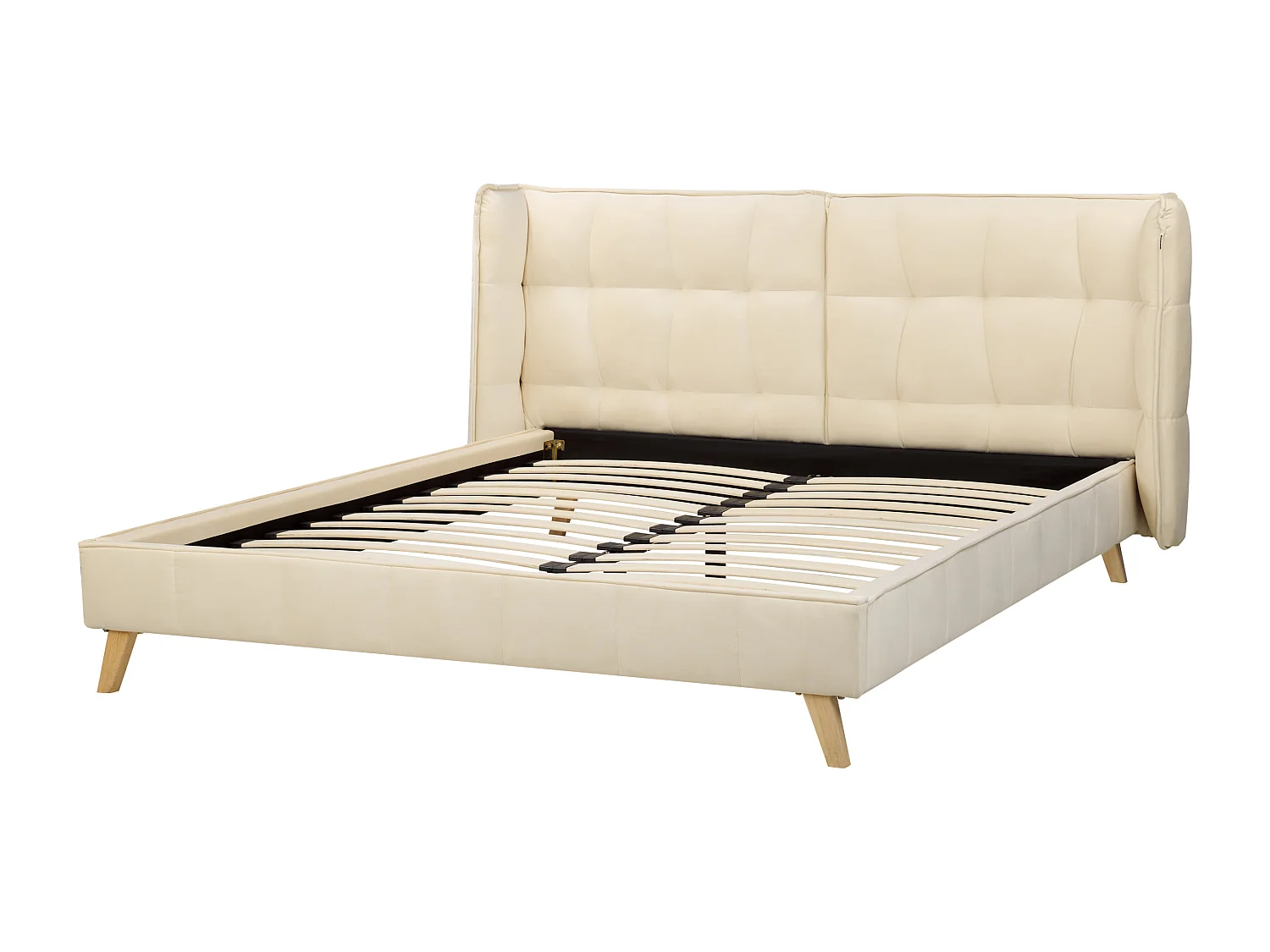 Lit avec sommier Velours SENLIS 160 x 200 cm Beige
