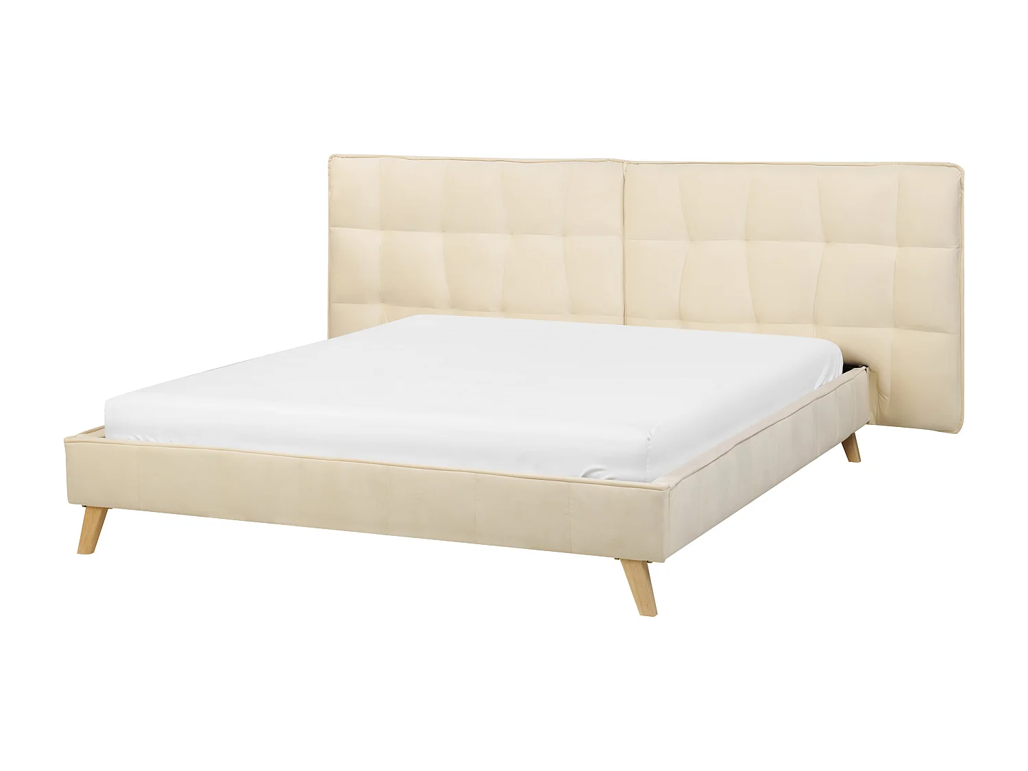 Lit avec sommier Velours SENLIS 160 x 200 cm Beige