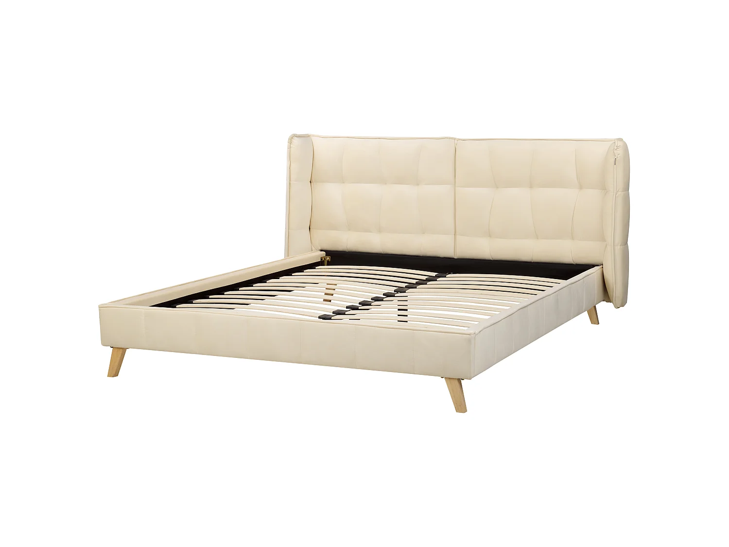 Bed Velvet SENLIS 160 x 200 cm (EU King Size) Beige