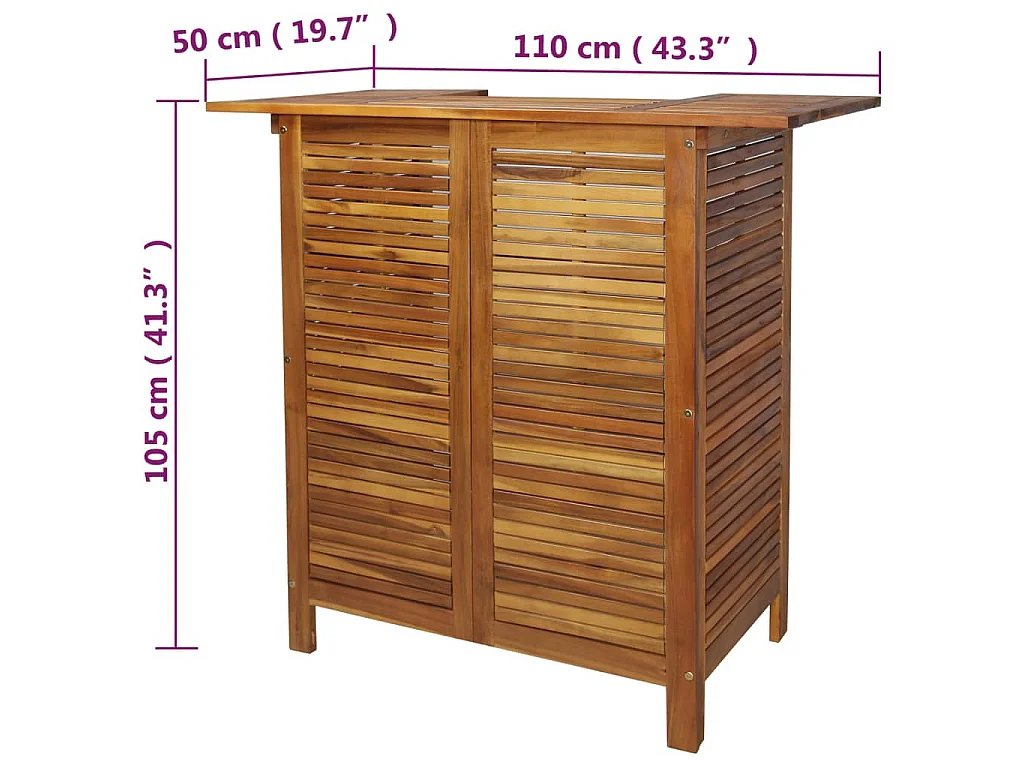 Tavolo da Bar 110x50x105 cm in Legno Massello di Acacia