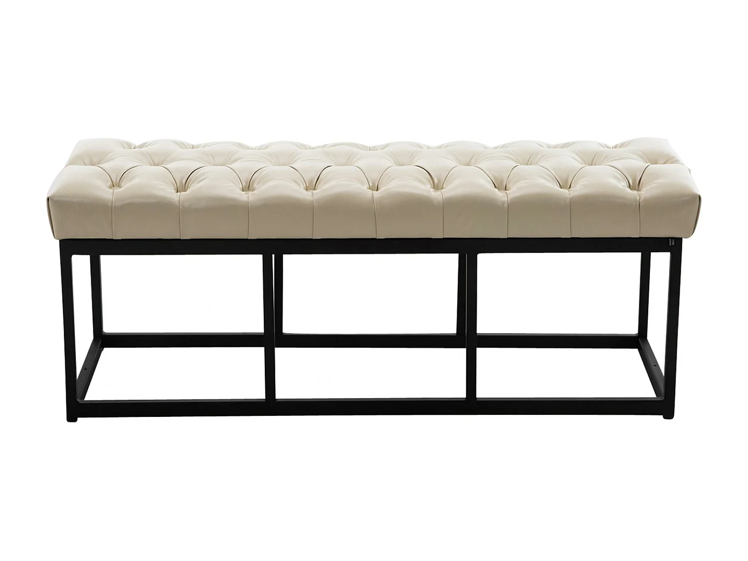 Banquette - Similicuir & Métal noir mat - Crème - Amun