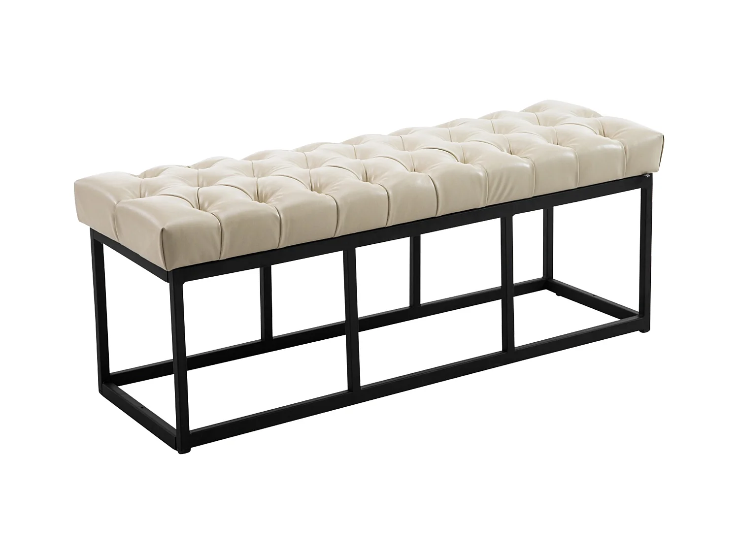 Banquette - Similicuir & Métal noir mat - Crème - Amun