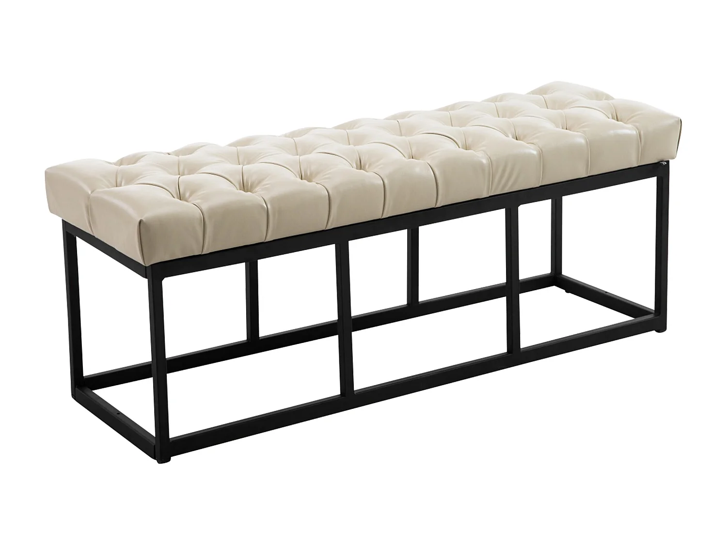 Banquette - Similicuir & Métal noir mat - Crème - Amun