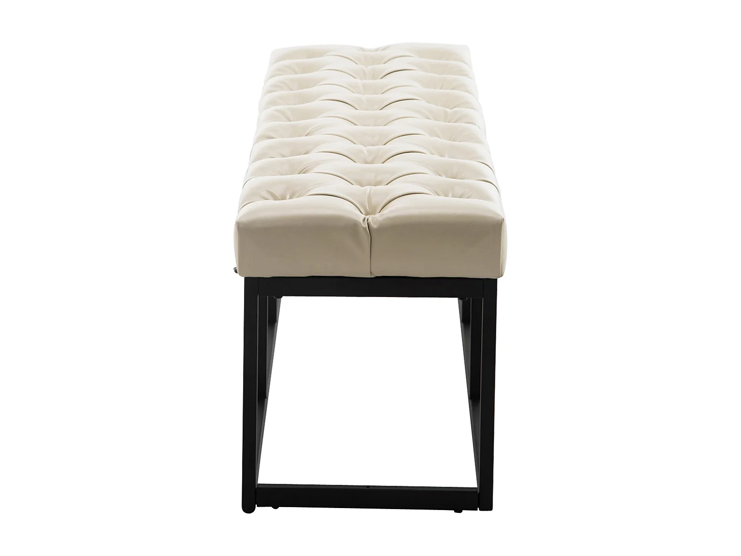 Banquette - Similicuir & Métal noir mat - Crème - Amun