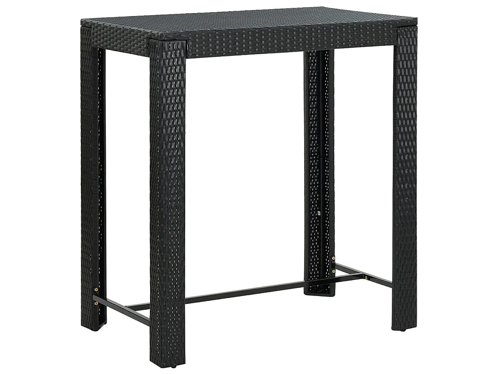 Tavolo da Bar da Giardino Nero 100x60,5x110,5 cm Polyrattan