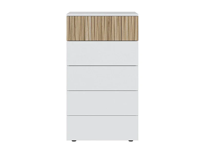 Cômoda Ethna com 5 gavetas, Artik branco/natural moderno, 61x109x40cm