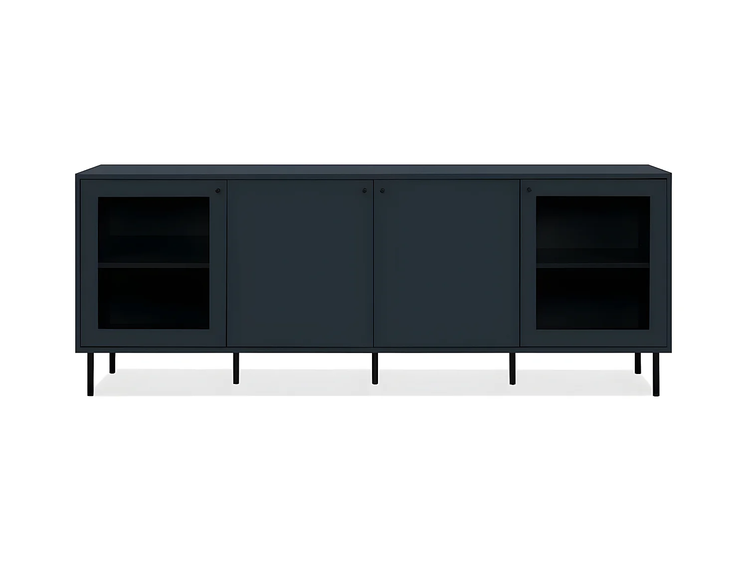 Buffet Bas 4 Portes dont 2 Vitrées Bleu Marine L180 cm - BOGOTA