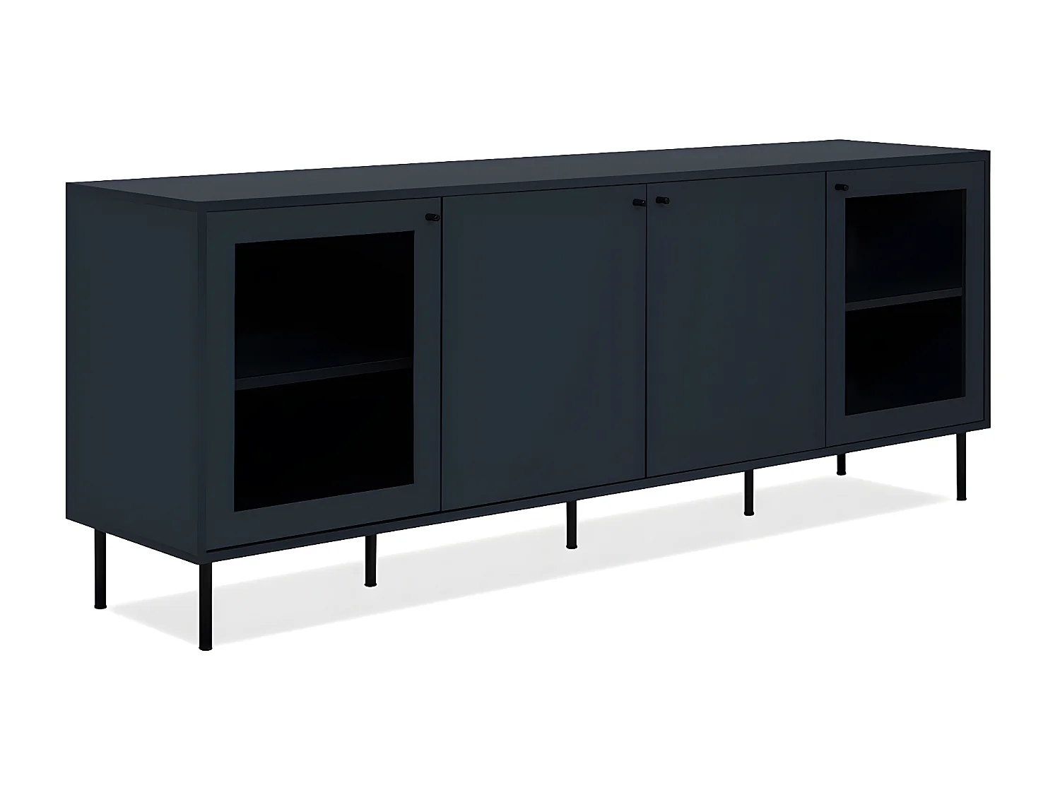 Buffet Base 4 Porte di cui 2 Vetrate Blu Navy L180 cm - BOGOTA