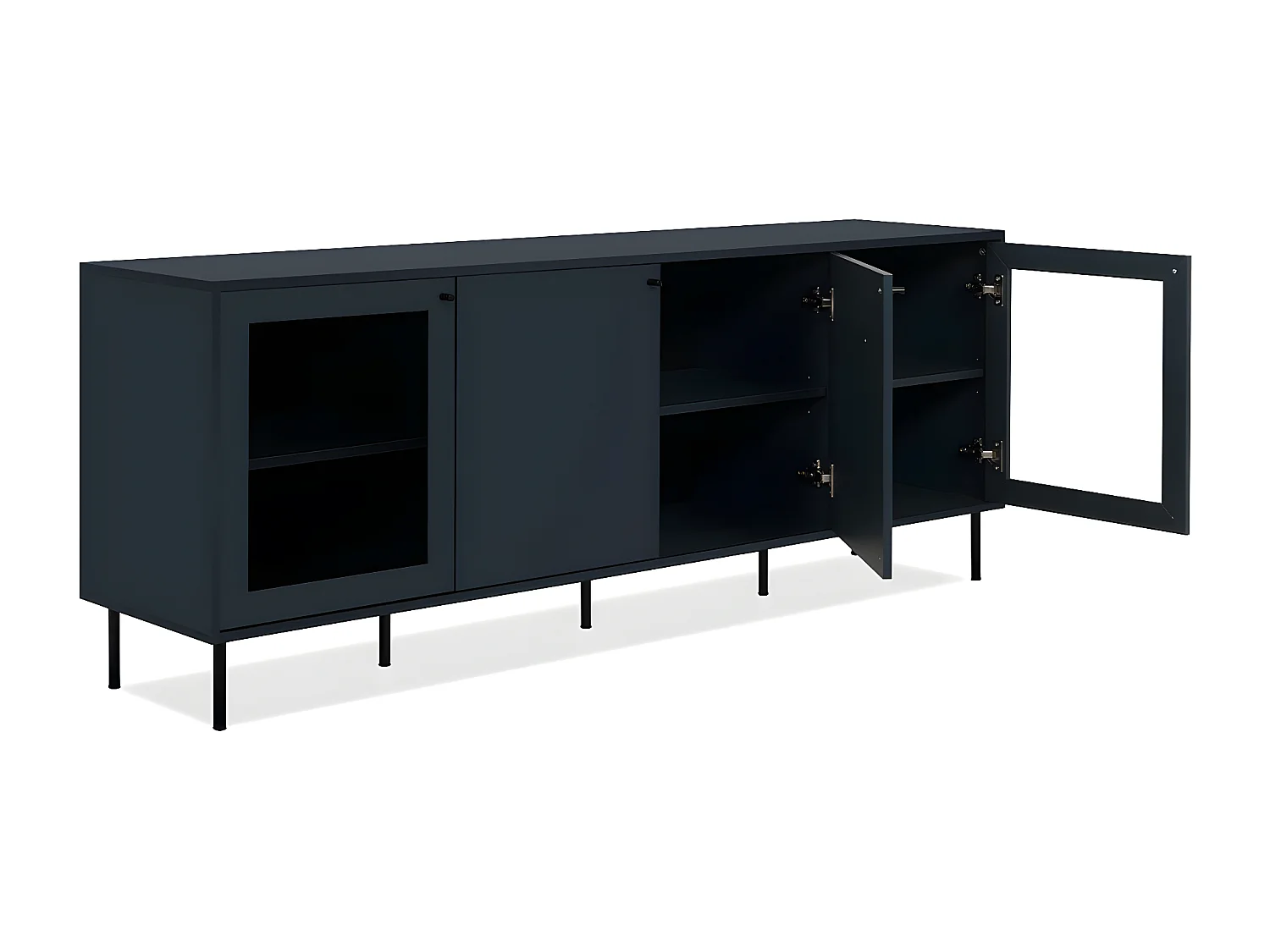 Buffet Base 4 Porte di cui 2 Vetrate Blu Navy L180 cm - BOGOTA