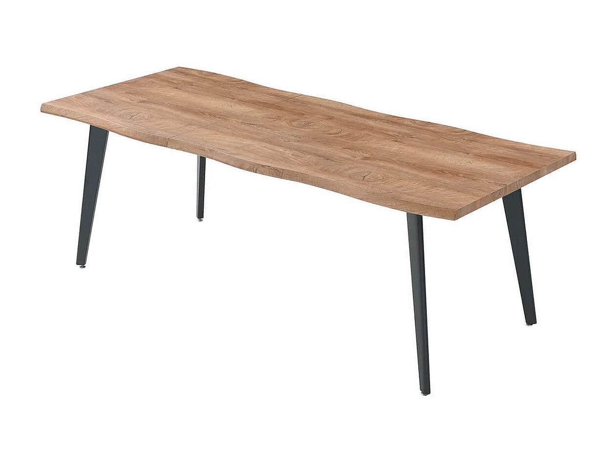 STIK - Table Repas 150cm Allongeable Plateau Effet Bois Brut