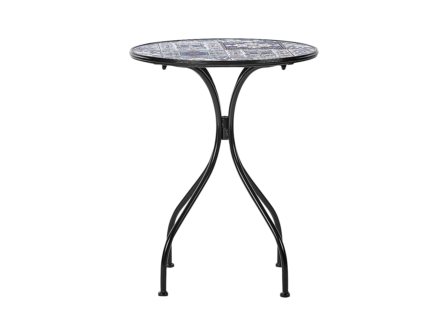 Gartentisch Metall schwarz / blau Mosaik Muster 60 cm rund Civita