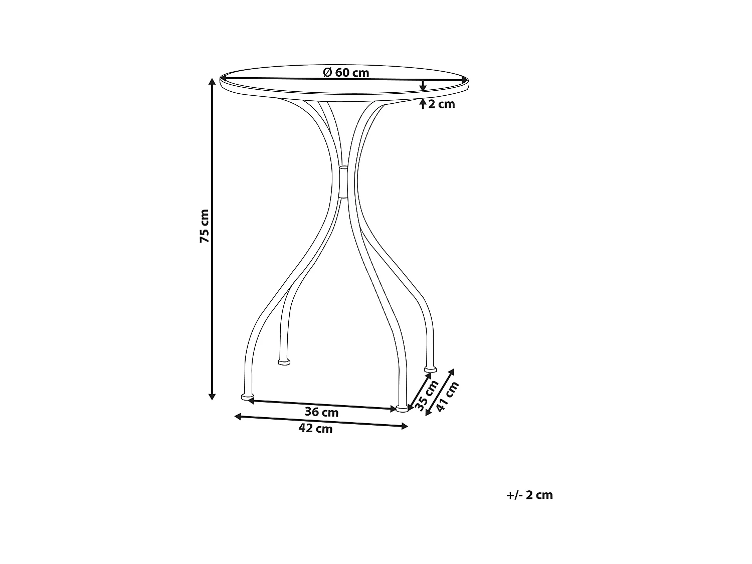 Stolik bistro CIVITA 60 cm 60 cm Metal Czarny