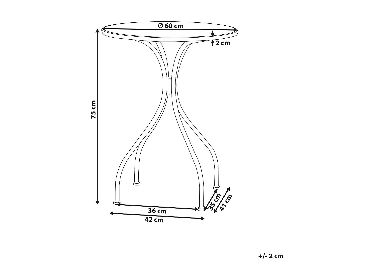 Table bistrot CIVITA 60 cm 60 cm Métal Noir