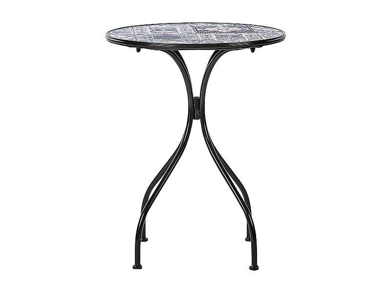 Gartentisch Metall schwarz / blau Mosaik Muster 60 cm rund Civita