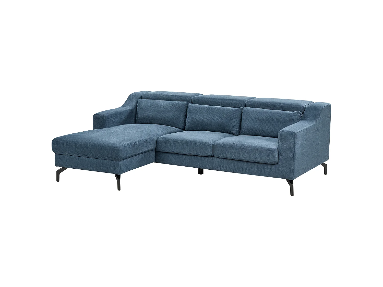 Ecksofa GLOSLI Chenillegewebe Blau 4-Sitzer rechtsseitig