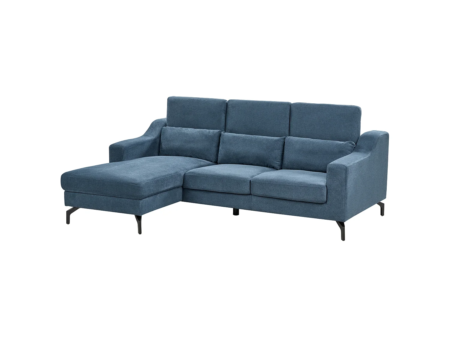 Ecksofa GLOSLI Chenillegewebe Blau 4-Sitzer rechtsseitig
