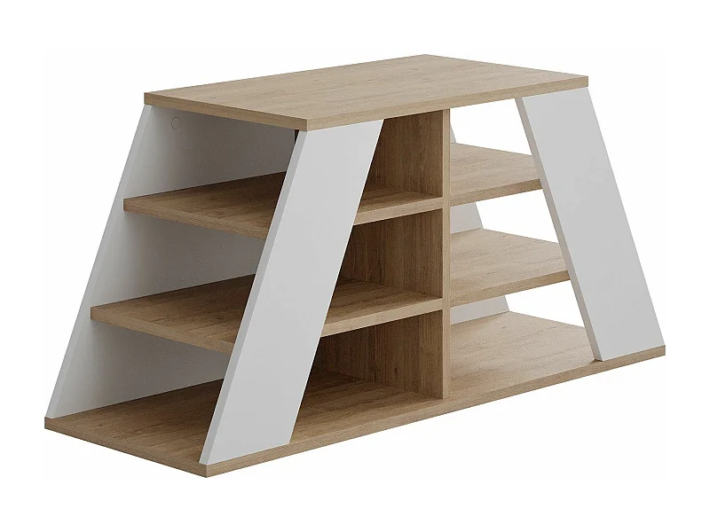 Zapatero Kailua 2157, Blanco|Roble, 106x50x38cm, Aglomerado laminado