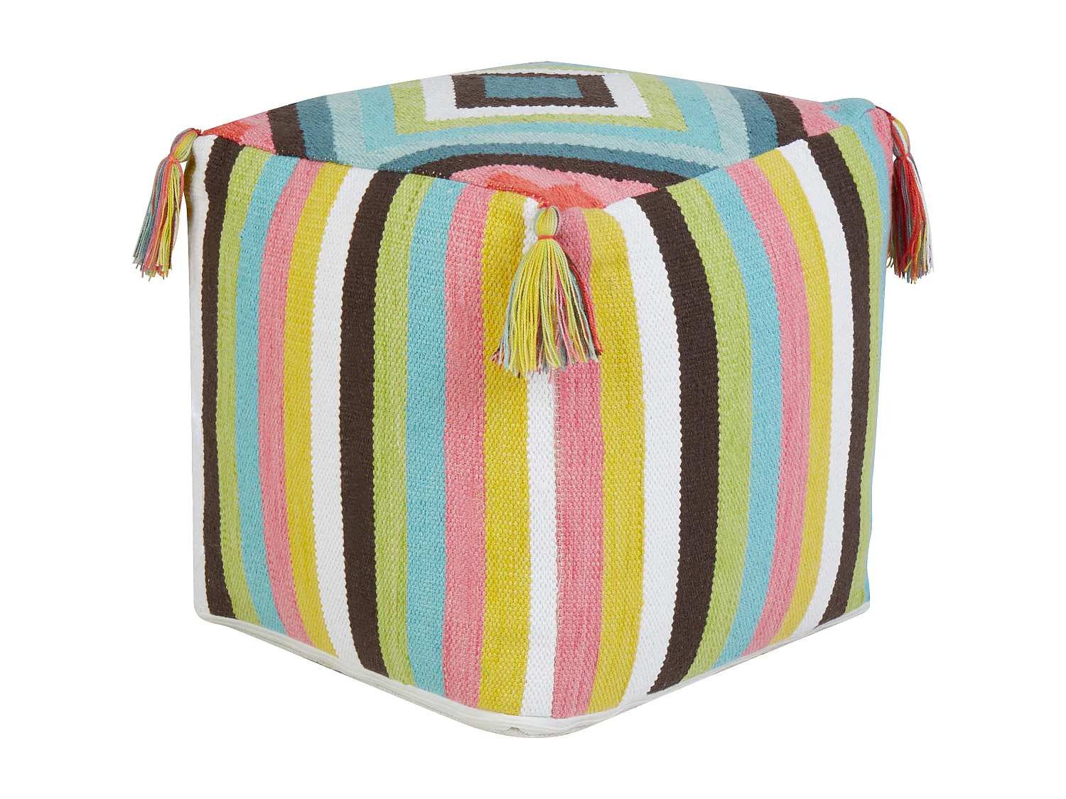 Pouf Sitzpouf Baumwolle bunt 45x45 cm quadratisch mit EPS-Füllung Boho Moneasa