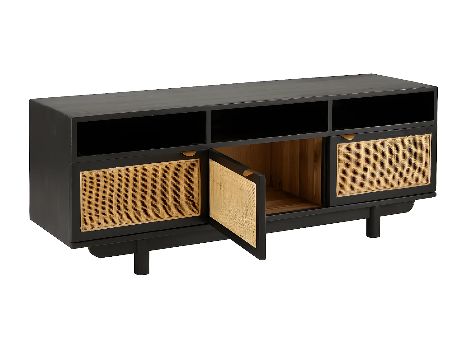 Meuble TV noir Calvi - L160 cm