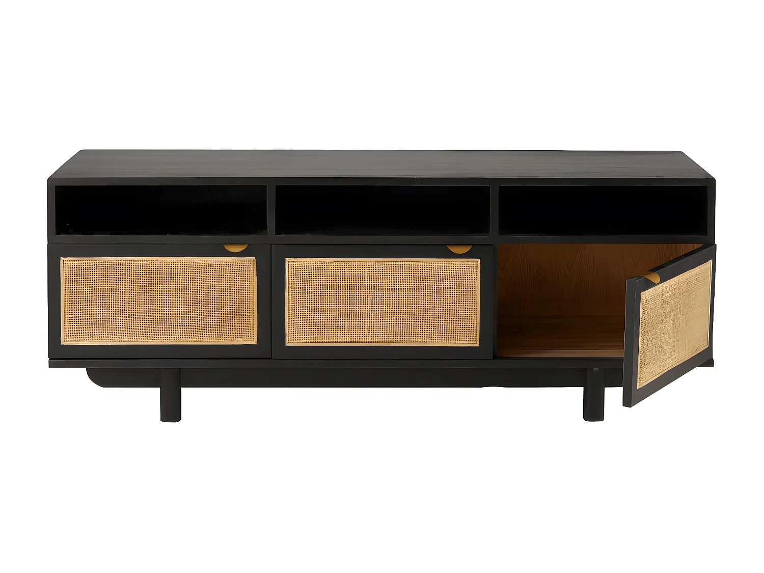 Meuble TV noir Calvi - L160 cm