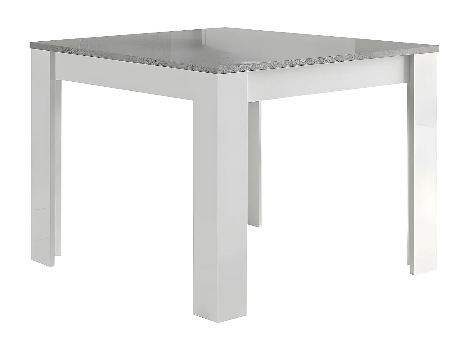 DENAE - Ensemble Salon Séjour Blanc et Gris Marbré Meuble TV + Buffet 3 Portes + Table 100cm