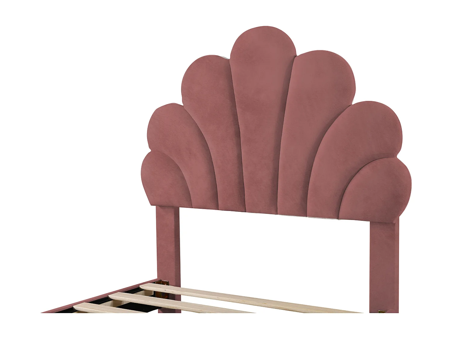 Fluweel gestoffeerd eenpersoonsbed met 2 lades - 90x200cm - bloemvormig hoofdeinde - met lattenbodem - Rood