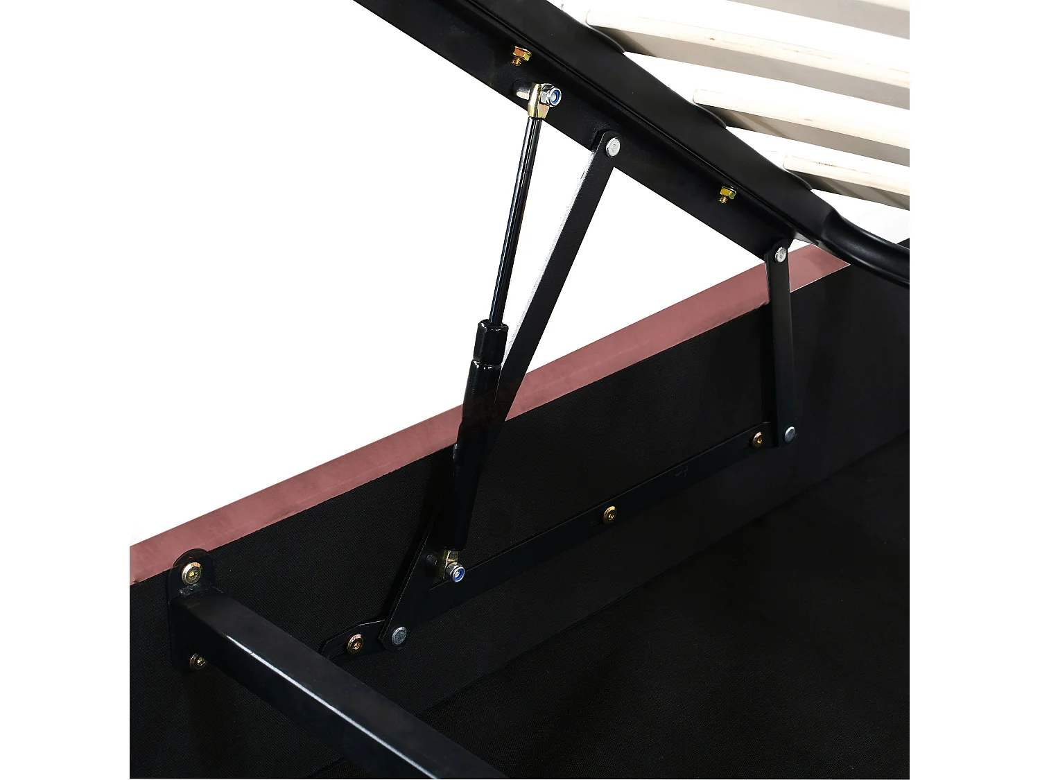 Fluweelzacht opbergbed - 140x200 cm - hoofdeinde in bloemvorm - met lattenbodem - Roze