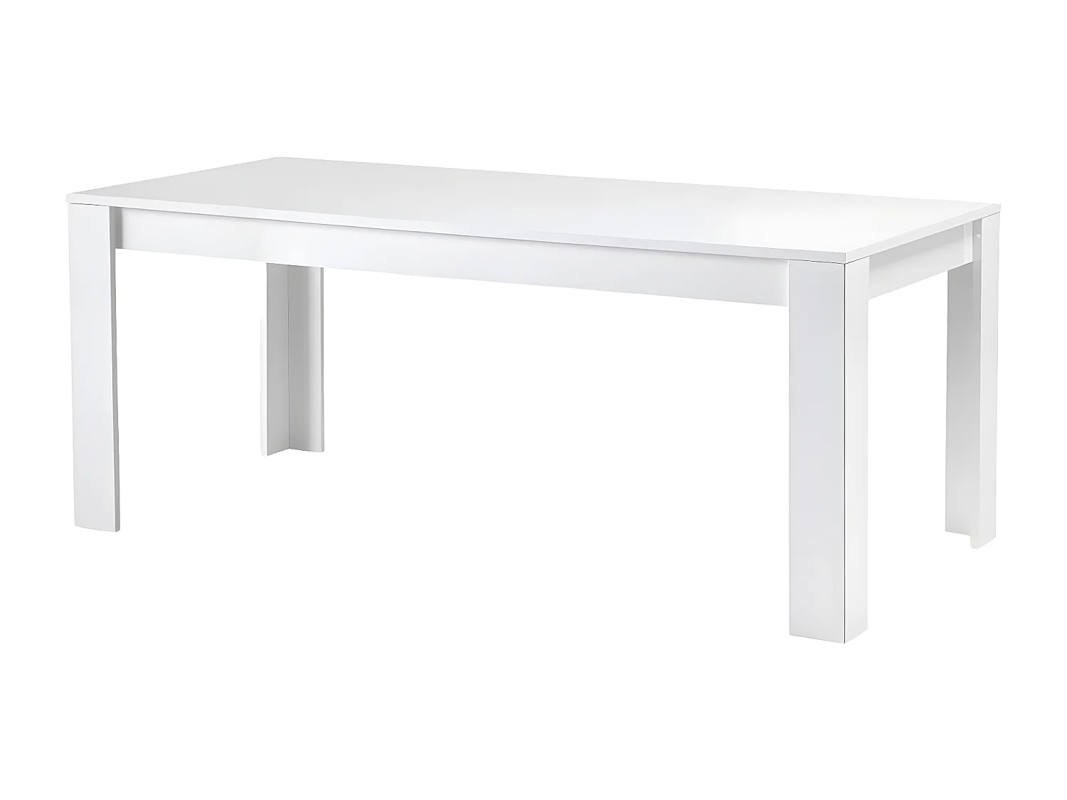DENAE - Ensemble Séjour Laqué Blanc Brillant Table 190cm + Buffet 4 Portes