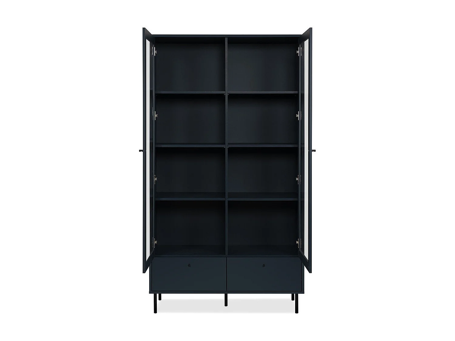 Vitrine 2 Portes Vitrées et 2 Tiroirs Bleu Marine H183 cm - BOGOTA