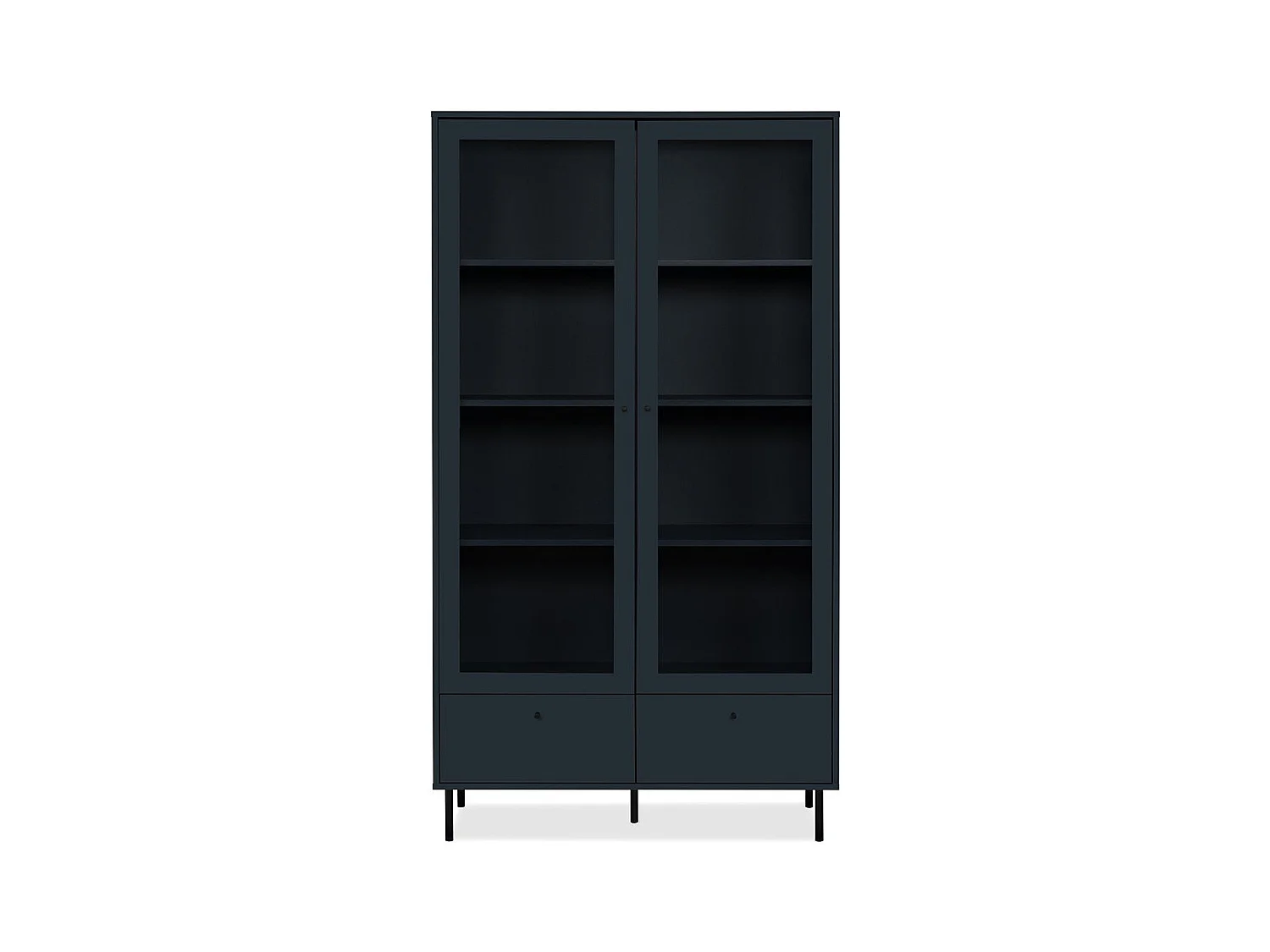 Vitrine 2 Glastüren und 2 Schubladen Marineblau H183 cm - BOGOTA