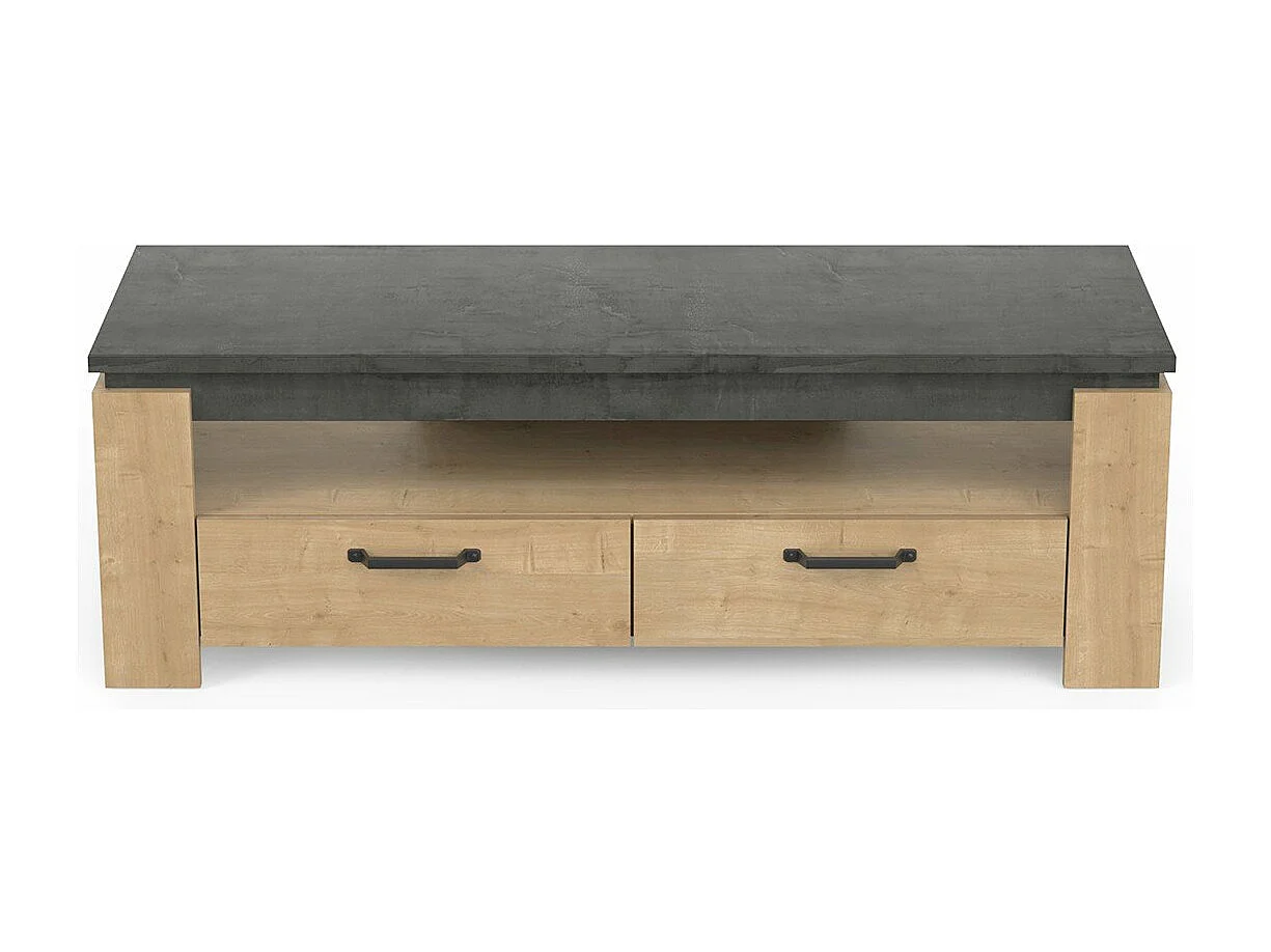TV-meubel 2 laden eiken en antracietgrijs decor Austin - L140 cm