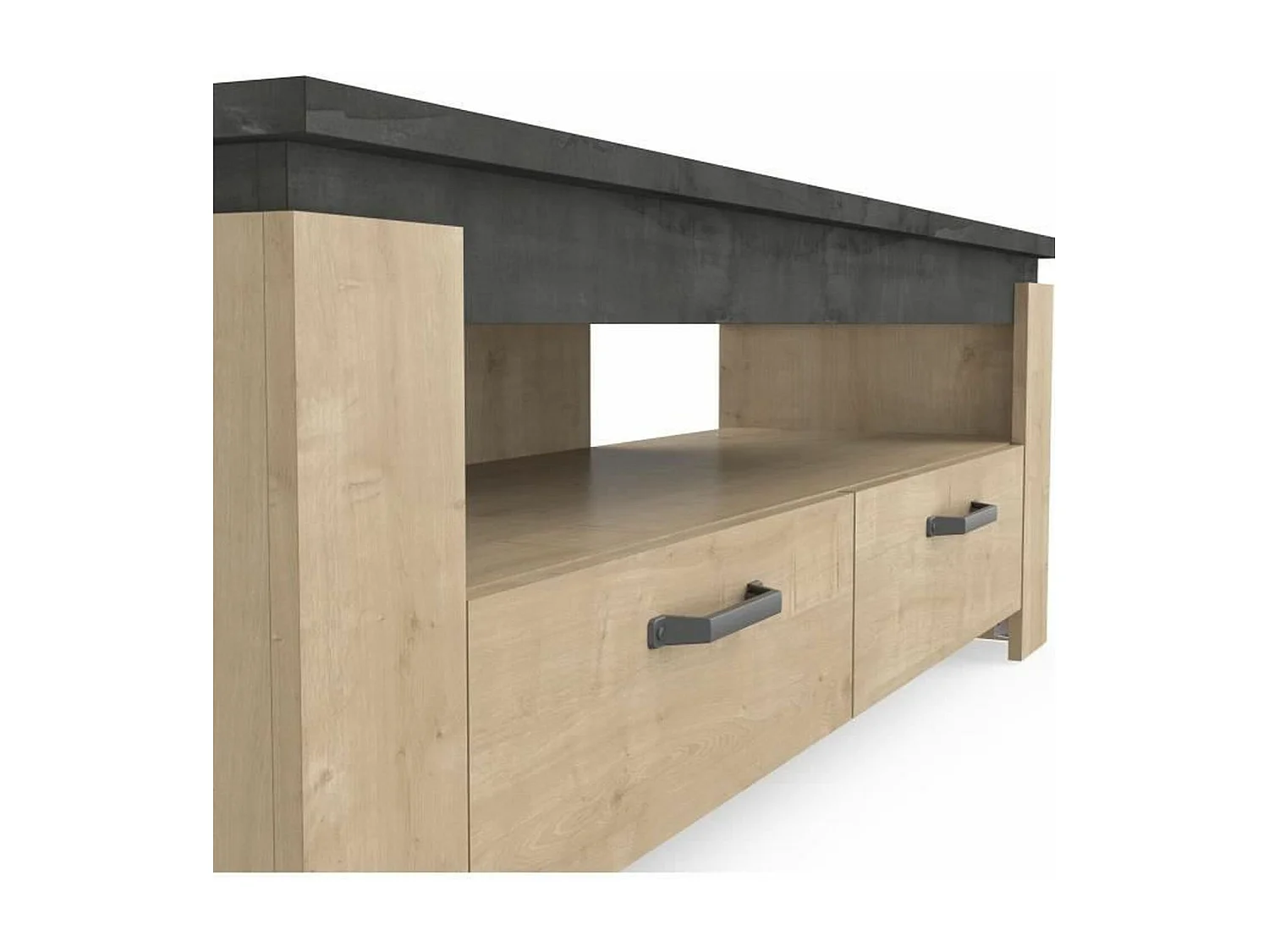 TV-meubel 2 laden eiken en antracietgrijs decor Austin - L140 cm