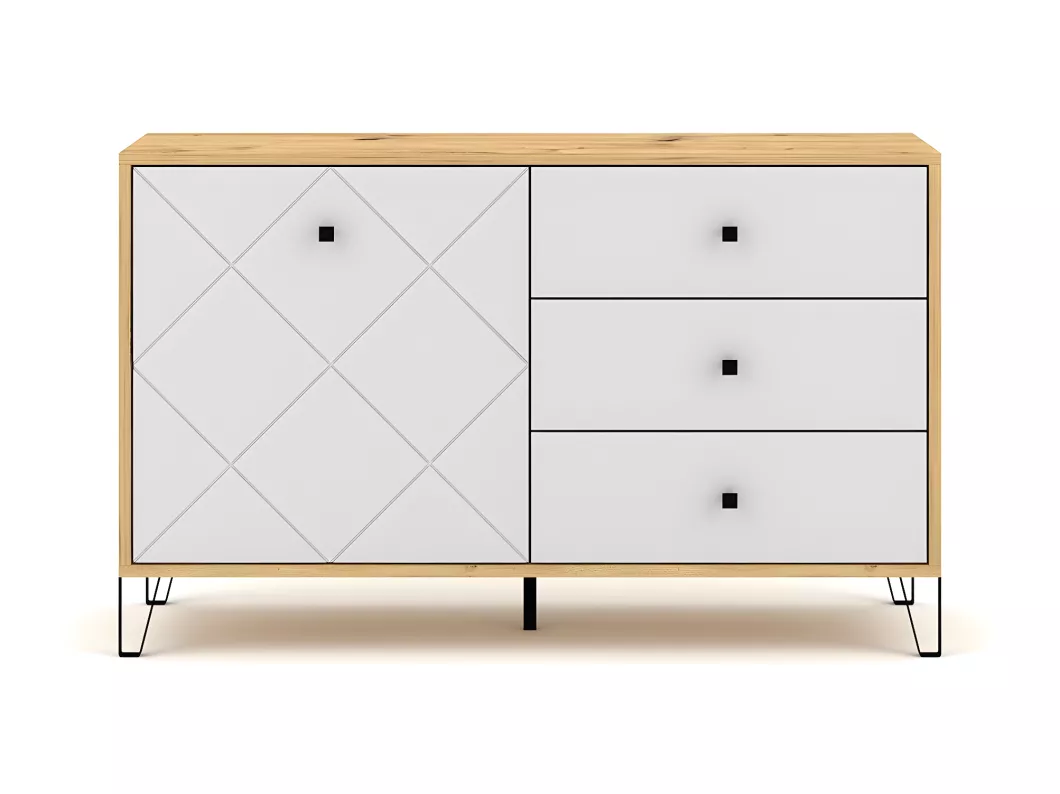 Kauf Unique Buffet 1 porte et 3 tiroirs BILBAO chêne et blanc mat 123,4 x40 x 75,2 cm