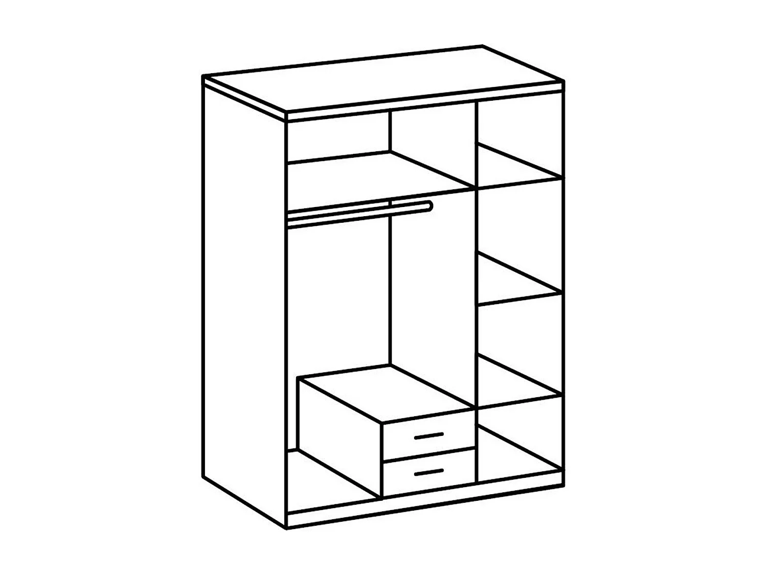 Armoire 2 portes décor chêne 1 porte miroir et 2 tiroirs - H198 cm